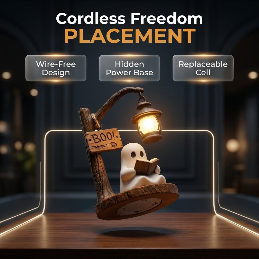 🔥Last Day 50% OFF 👻Reading Ghost LED Tree Light – Cosy Halloween Desk Decor 💡