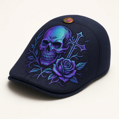 🔥LAST DAY 49% OFF - 💀Handcrafted Skull & Thorn Flat Cap