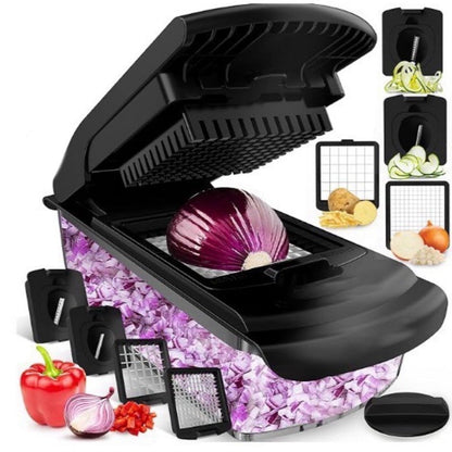 🏆Flash Sale⚡🥕 Professional Vegetable Chopper – 7-in-1 Multi-Cutter with Dishwasher-Safe Blades!