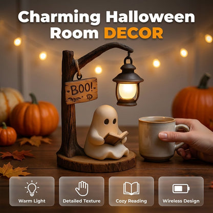 🔥Last Day 50% OFF 👻Reading Ghost LED Tree Light – Cosy Halloween Desk Decor 💡