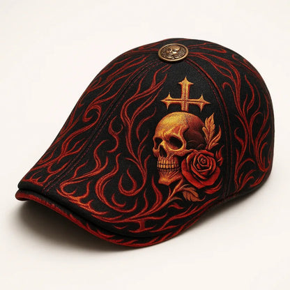 🔥LAST DAY 49% OFF - 💀Handcrafted Skull & Thorn Flat Cap