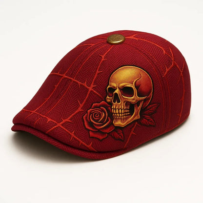 🔥LAST DAY 49% OFF - 💀Handcrafted Skull & Thorn Flat Cap